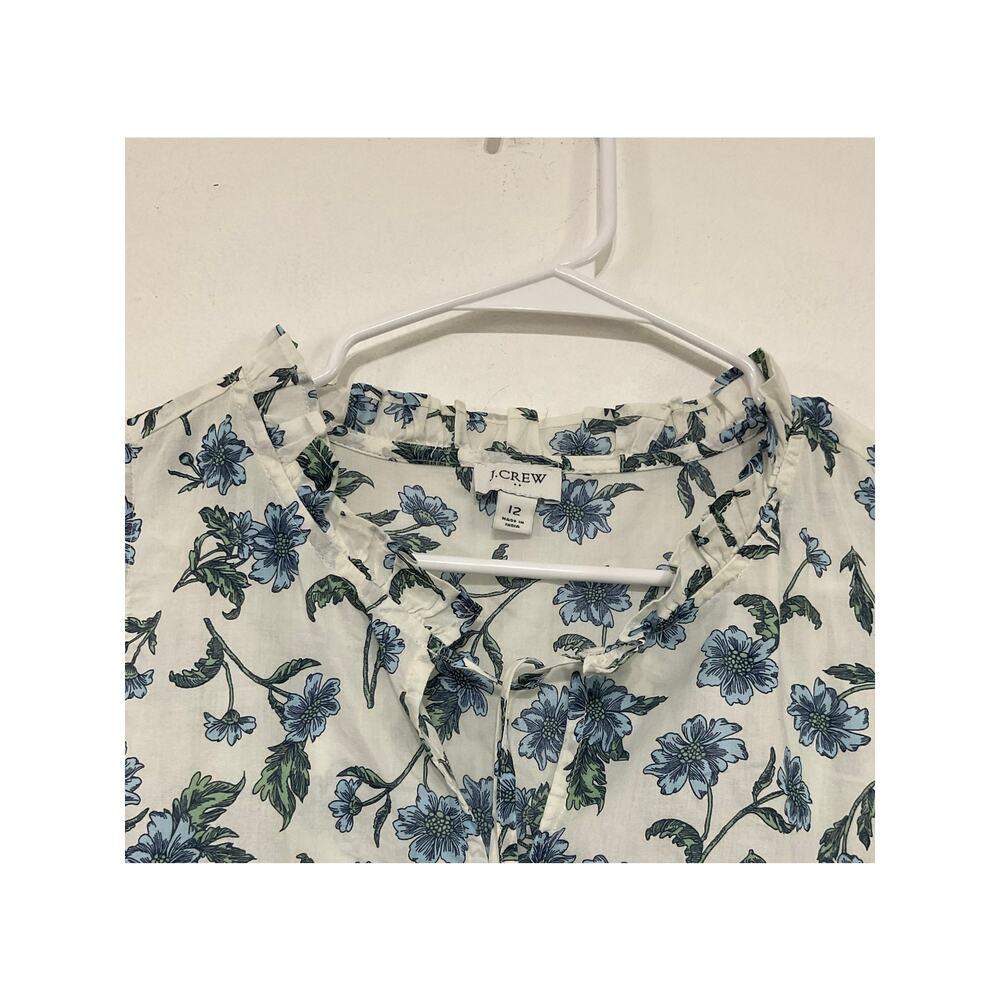 J.Crew Blue Floral Cotton Sleeveless Tiered Midi Dress Tie Front Size 12 Medium - Picture 6 of 6